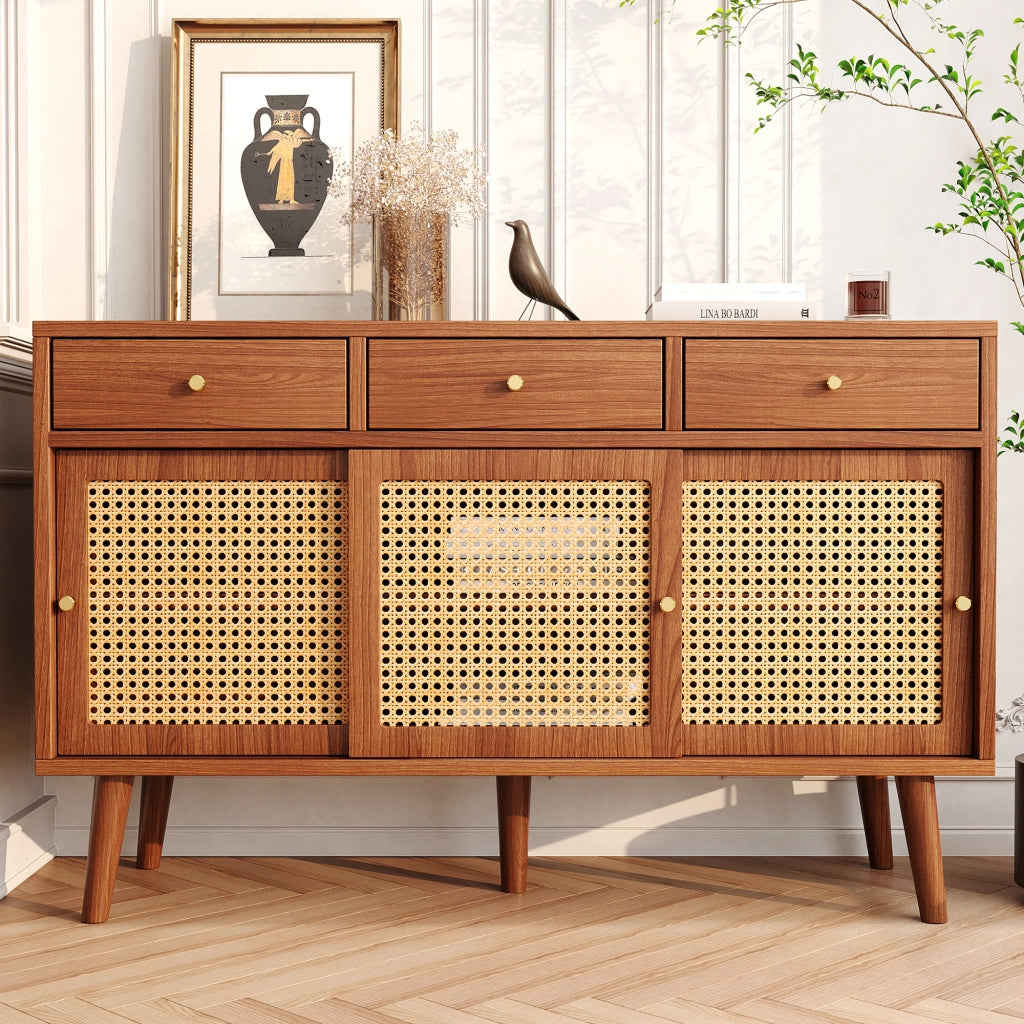 SIDEBOARD 120x40x78 cm 3 cassetti 3 porte in MDF colore walnut FSC®