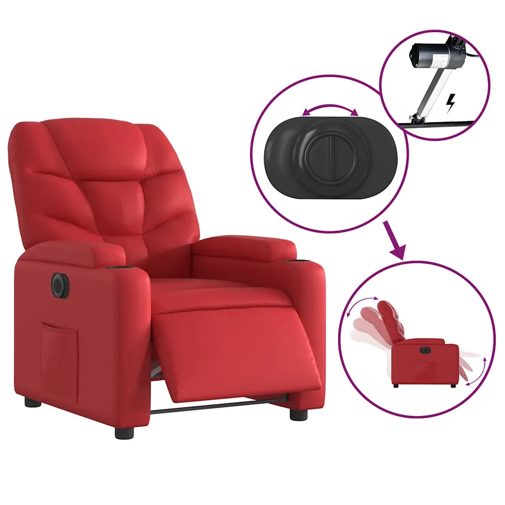 Poltrona | Sedia Relax Reclinabile Elettrica Rossa in Similpelle