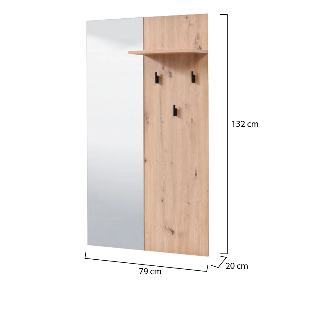 Lanze, Mobile da Ingresso Specchio Incluso, 79x19.5x132h cm Marrone Rovere Nodi
