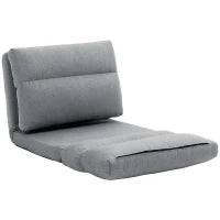 Poltrona da Pavimento Convertibile in Letto, Reclinabile da 90° a 180°, Tessuto, 70l x 41P x 56H cm, Grigio