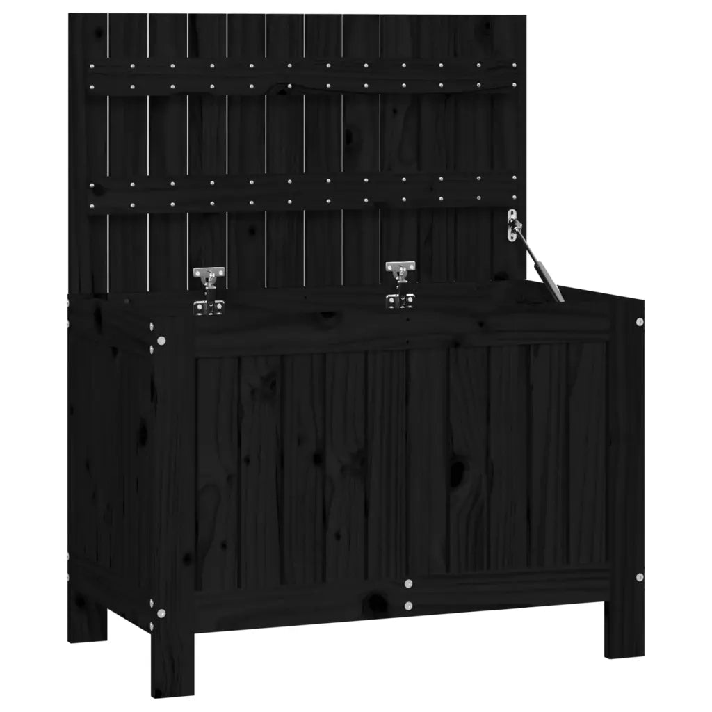 Contenitore da Giardino Nero 76x42,5x54 cm Legno Massello Pino 823826