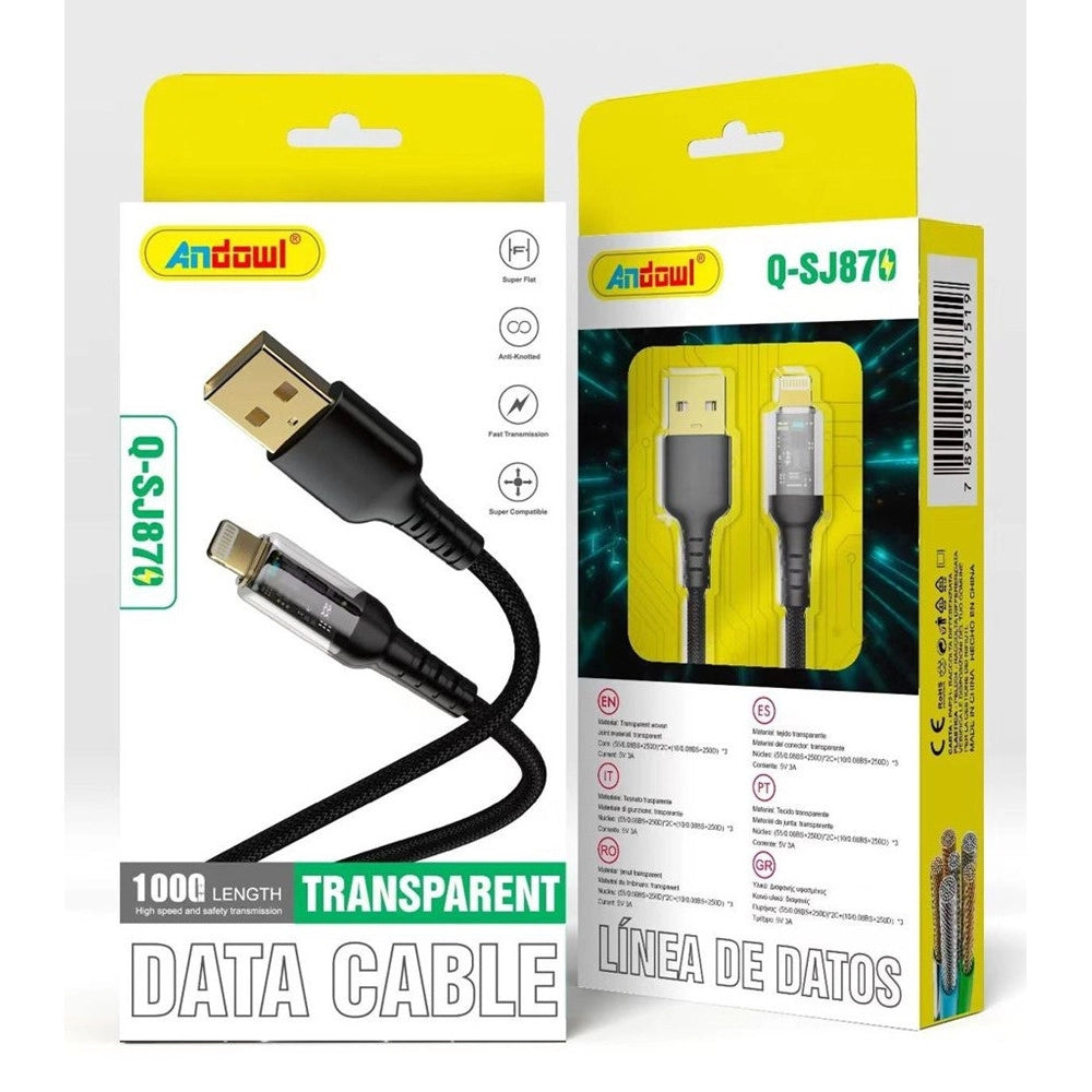 Trade Shop - Cavo Ricarica Rapida Trasmissione Dati Trasparente Da Usb A Lightning Da 1 Mt Q-sj870 -