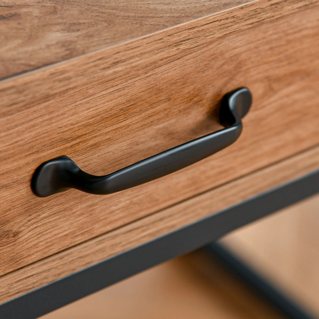 EasyComfort Scrivania Moderna in Metallo e MDF Stile Industriale, Mensole e Cassetto per Casa e Ufficio, 120x60x76cm Nero Marrone