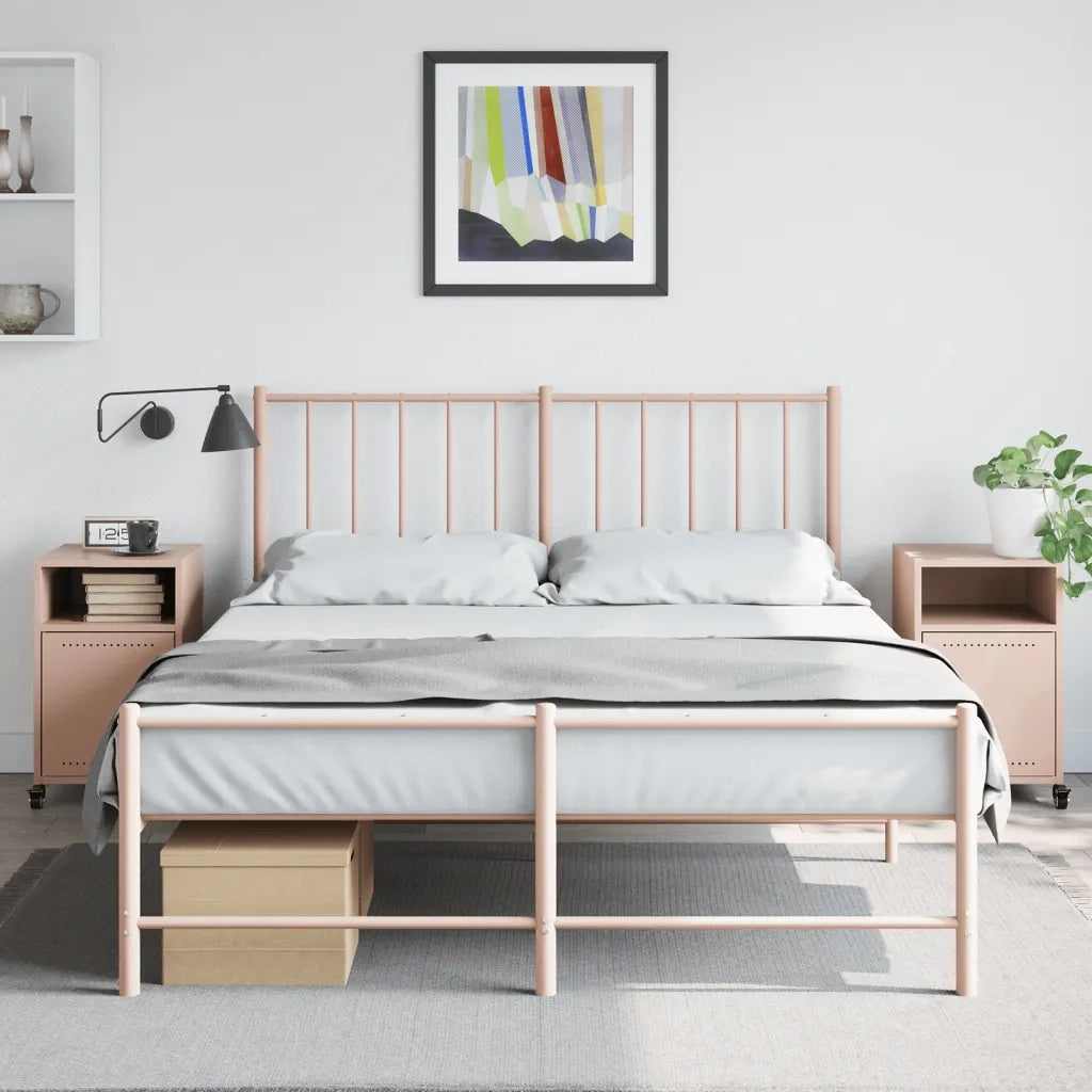 Comodini 2 pz-Set di 2 Tavolino da notte Rosa 36x39x59 cm in Acciaio