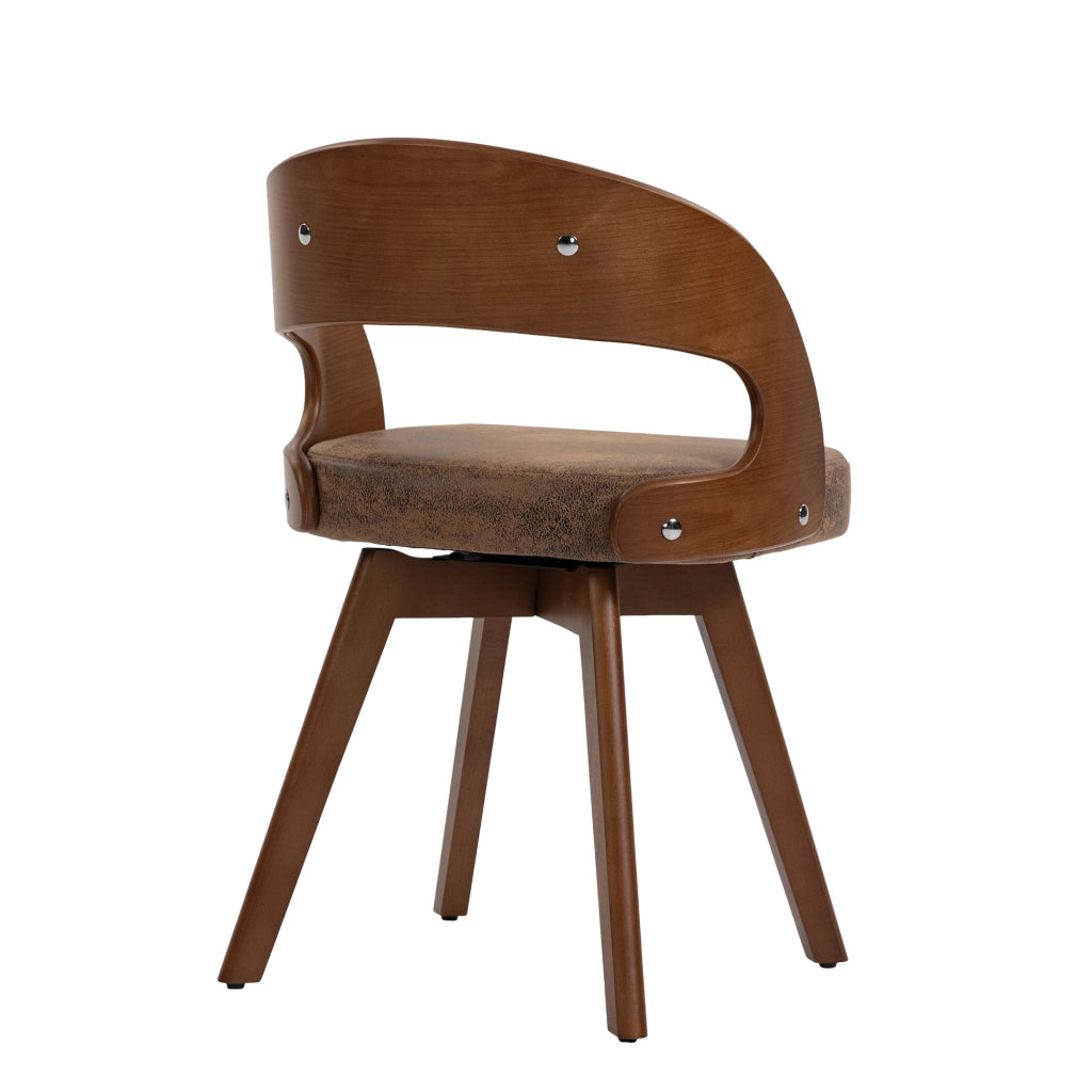 Sedia da Pranzo Girevole in Legno ¨C Xylo ¨C Tessuto Caff¨¨, Schienale Curvo