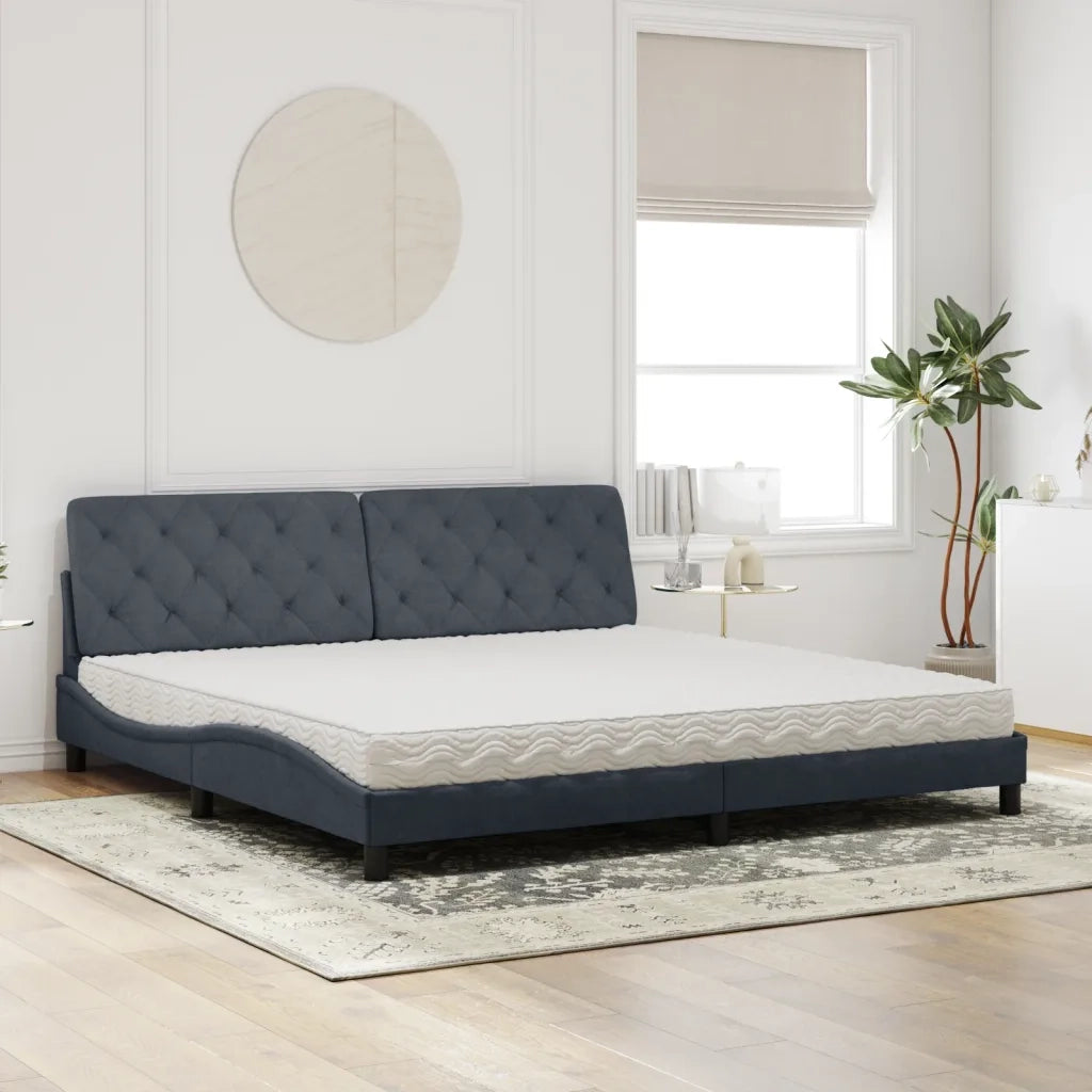 Letto con Materasso Grigio Scuro 200x200 cm Velluto