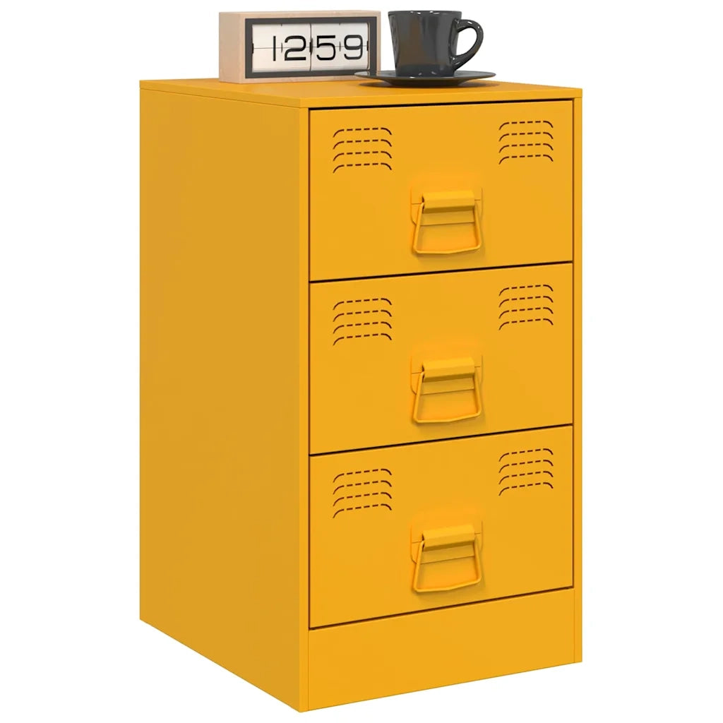 Comodini 2 pz-Set di 2 Tavolino da notte Giallo Senape 34,5x39x62 cm in Acciaio