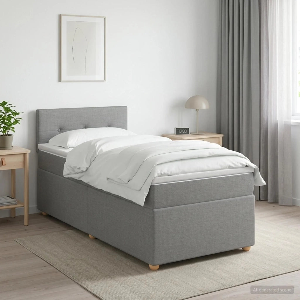 Letto box spring con materasso Grigio Chiaro 100 x 200 cm 3450888
