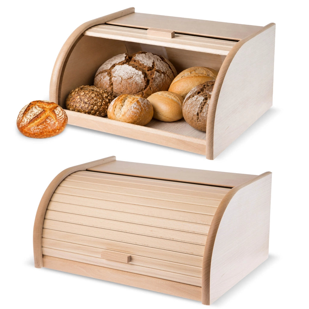 Contenitore per pane in legno KADAX, grande, solido e naturale, per panini.