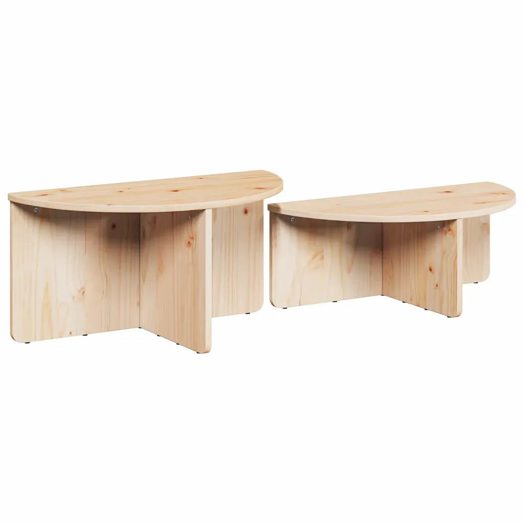 Tavolino da salotto 2 pcs Naturale Legno di pino massello 873535