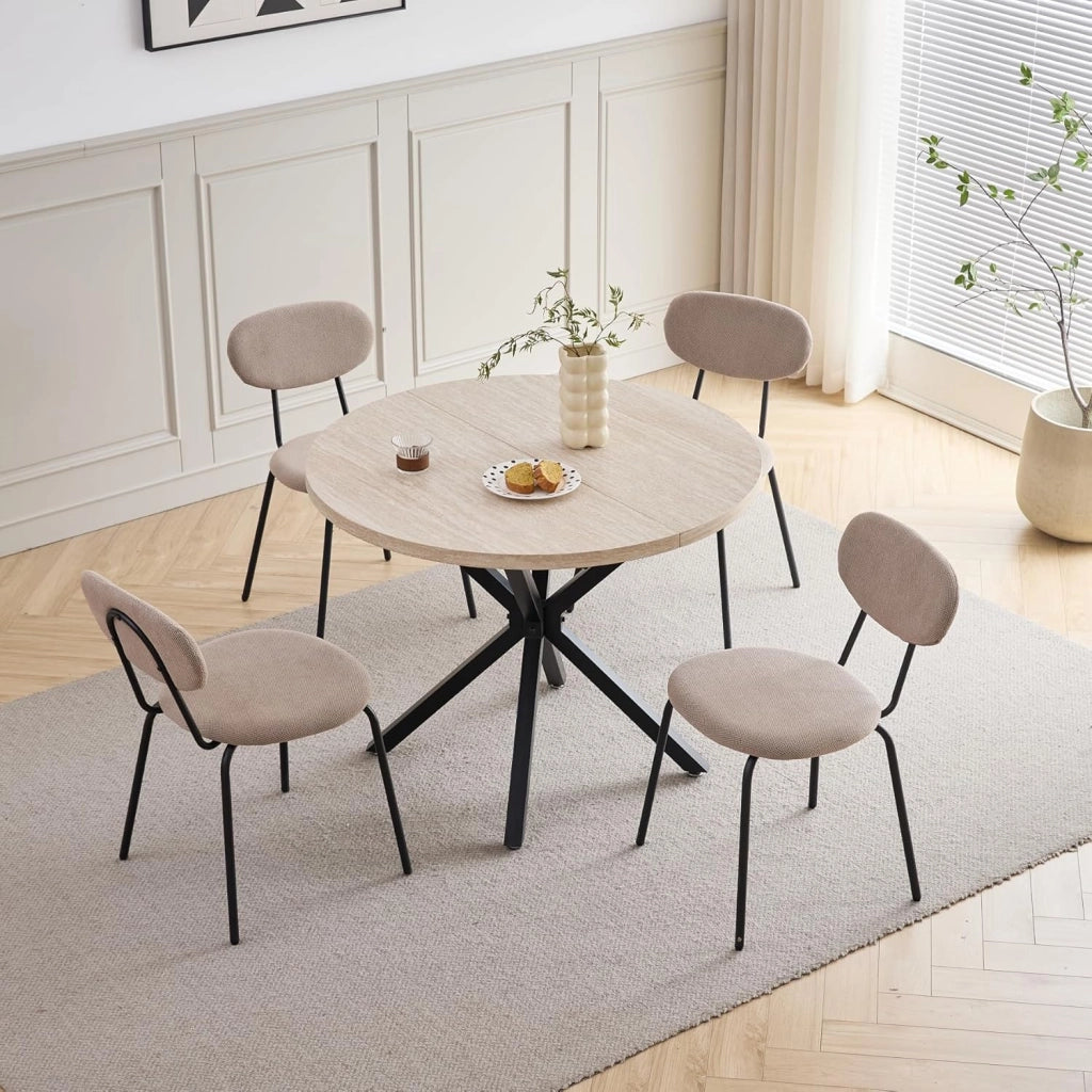 GrandCA HOME 12 Sedie da Pranzo Impilabili, Sedie da Cucina Imbottite in Morbido Lino, Design Salvaspazio, Adatte a Sale da Pranzo, Cucine e Soggiorni (Cachi)