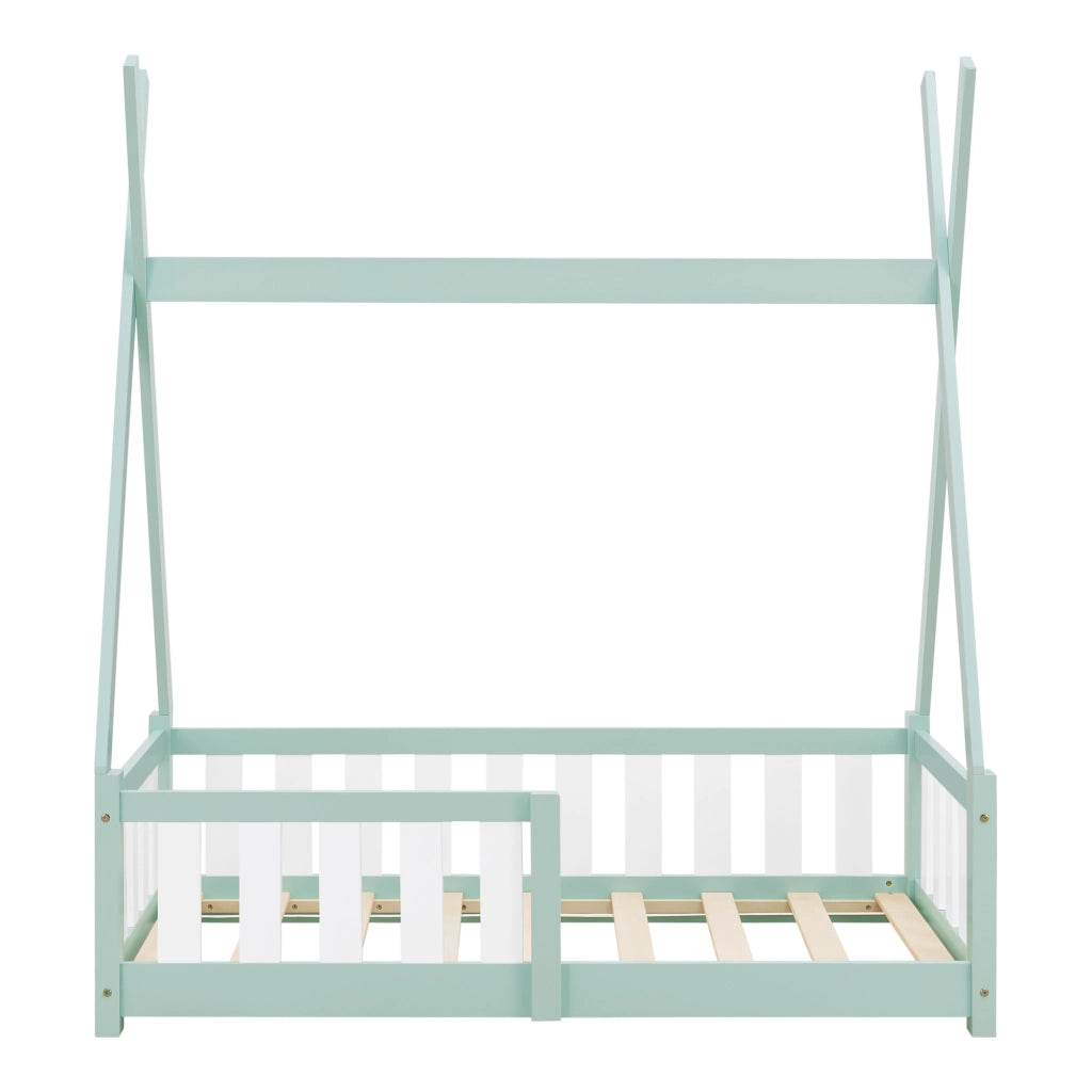 Letto a Capanna Helsingborg con Sponde 70 x 140 cm Menta Verde [en.casa]