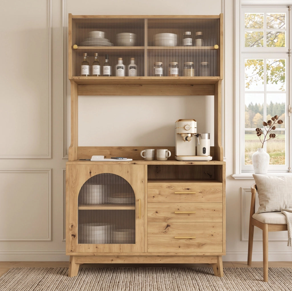Credenza alta con ampio spazio contenitivo 100;5x40x178 cm in truciolare colore legno