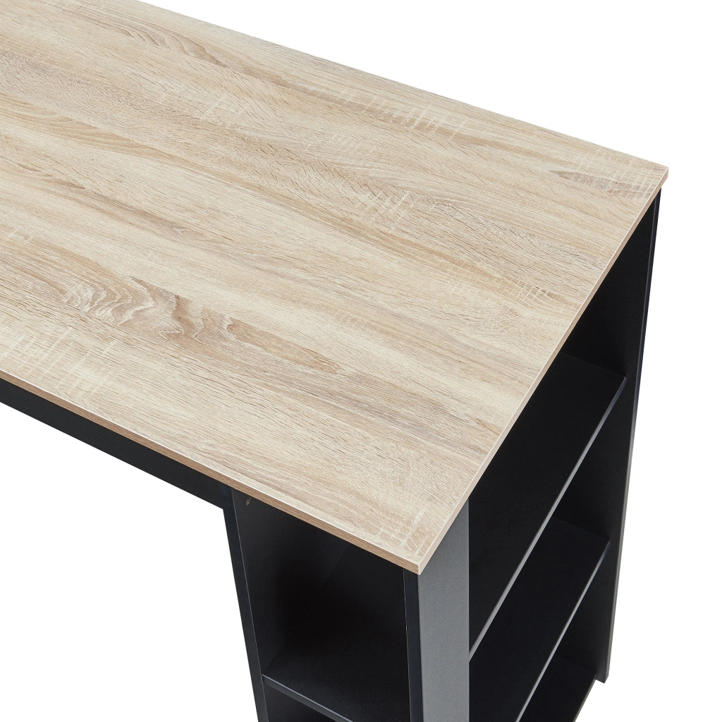 Tavolo Alto da Bar Danderyd Bancone a 3 Ripiani Laterali 120 x 60 x 106 cm - Nero e Effetto Rovere [en.casa]