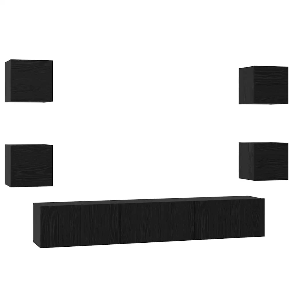 vidaXL Set mobile TV 7 pcs Rovere nero Media 180 x 30 x 30 cm