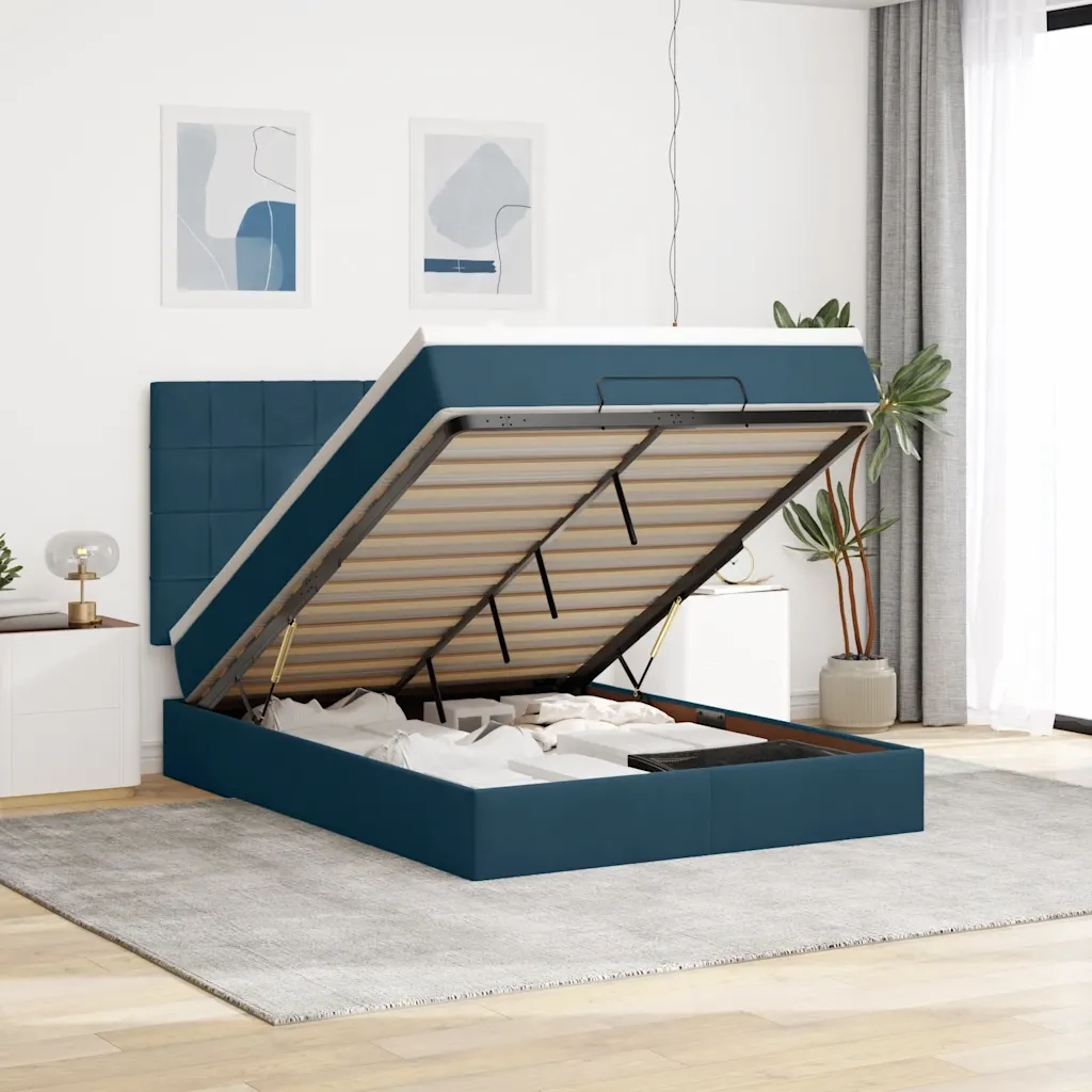 Struttura Letto Pouf con Materassi 140x190 cm in Velluto 3314322