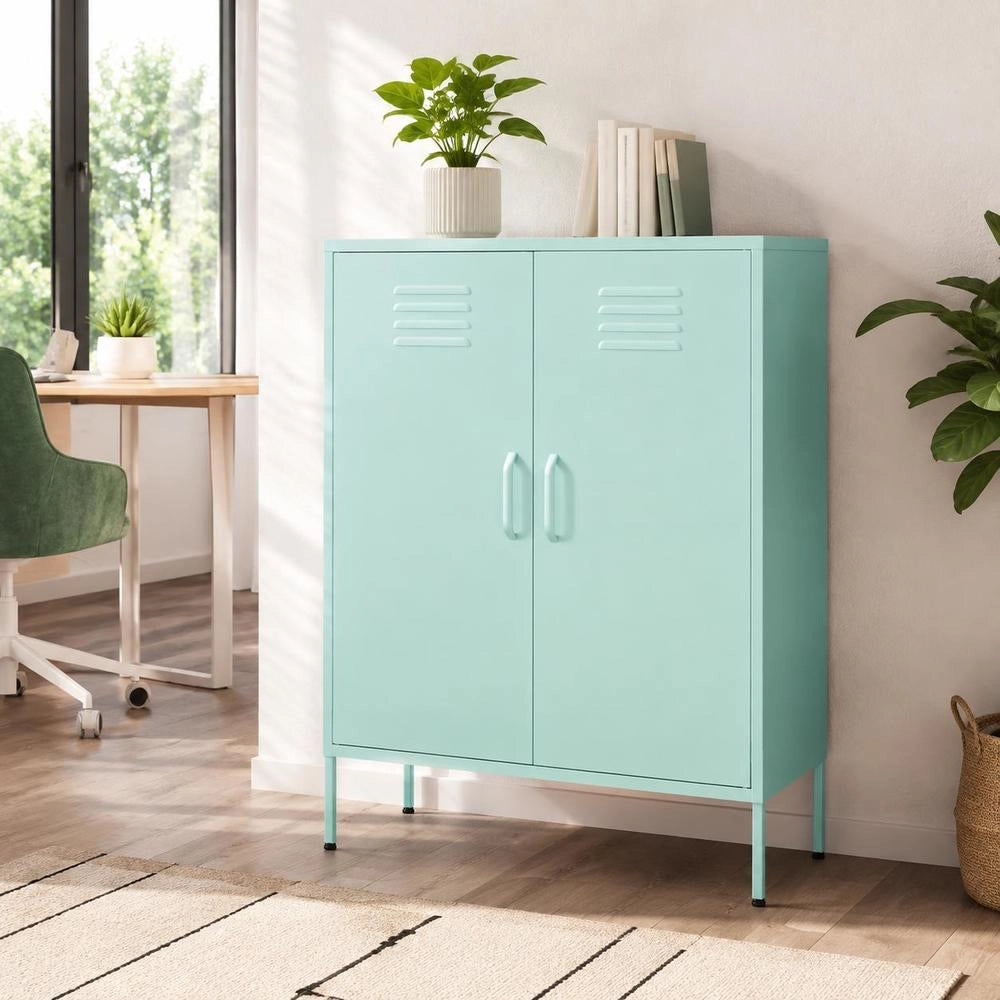 Storage Cabinet, Mint Green, 80x35x101.5 Cm, Steel