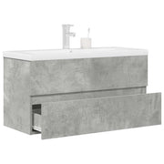 Set Mobili da Bagno 2 pz Grigio Cemento in Legno Multistrato