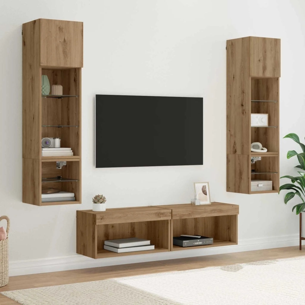 Unità TV da Parete 6 pcs Rovere artigianale Legno multistrato 3402933