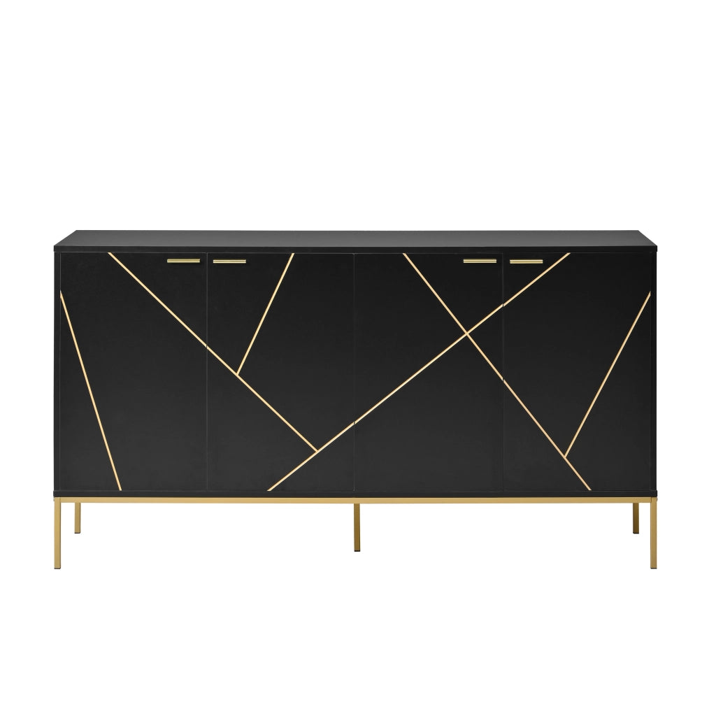 Credenza con 4 ante e ripiano regolabile; per soggiorno; in truciolare e MDF; 150×40×80 cm; nero