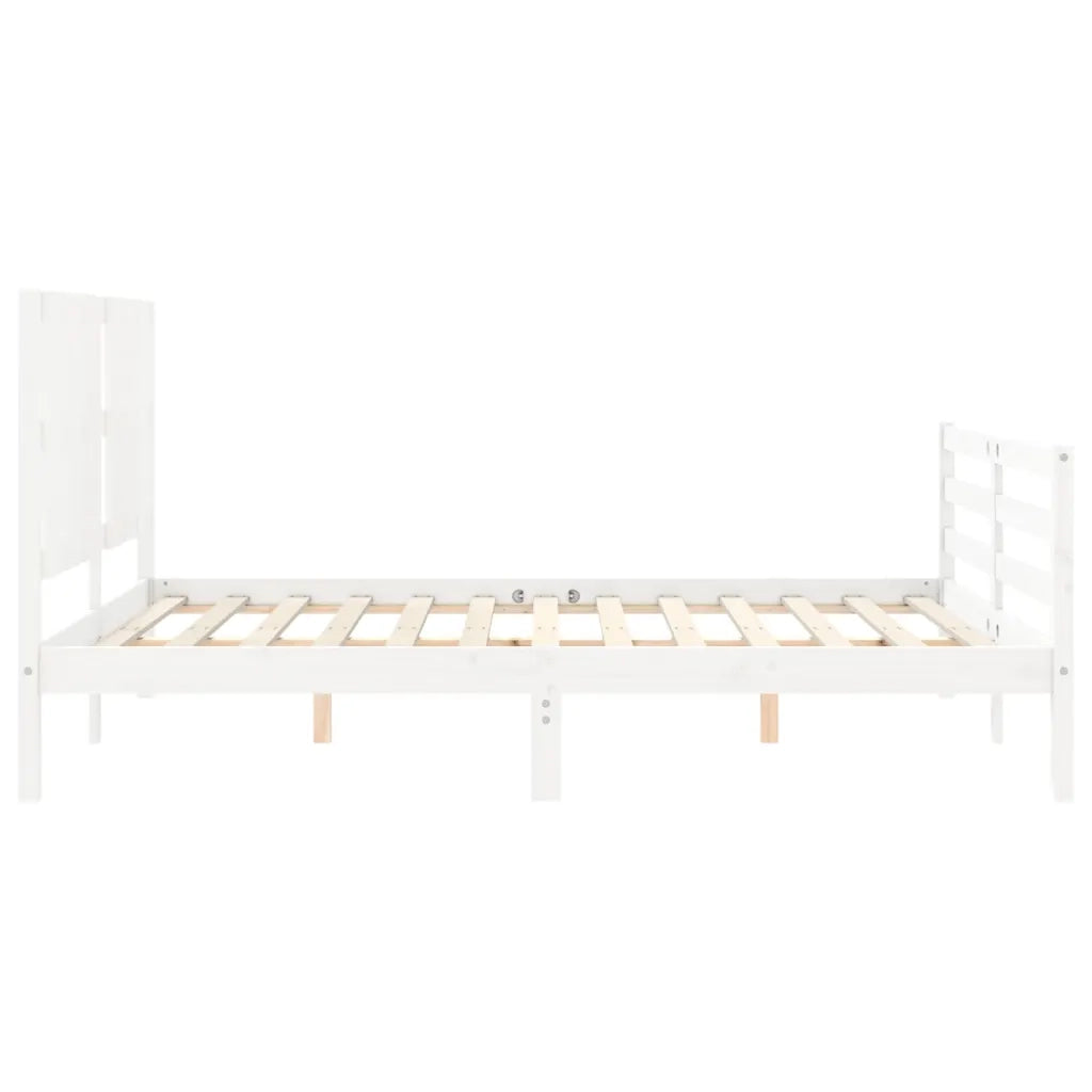 Giroletto con Testiera-Struttura Letto con testiera Bianco 160x200 cm Legno Massello 367570