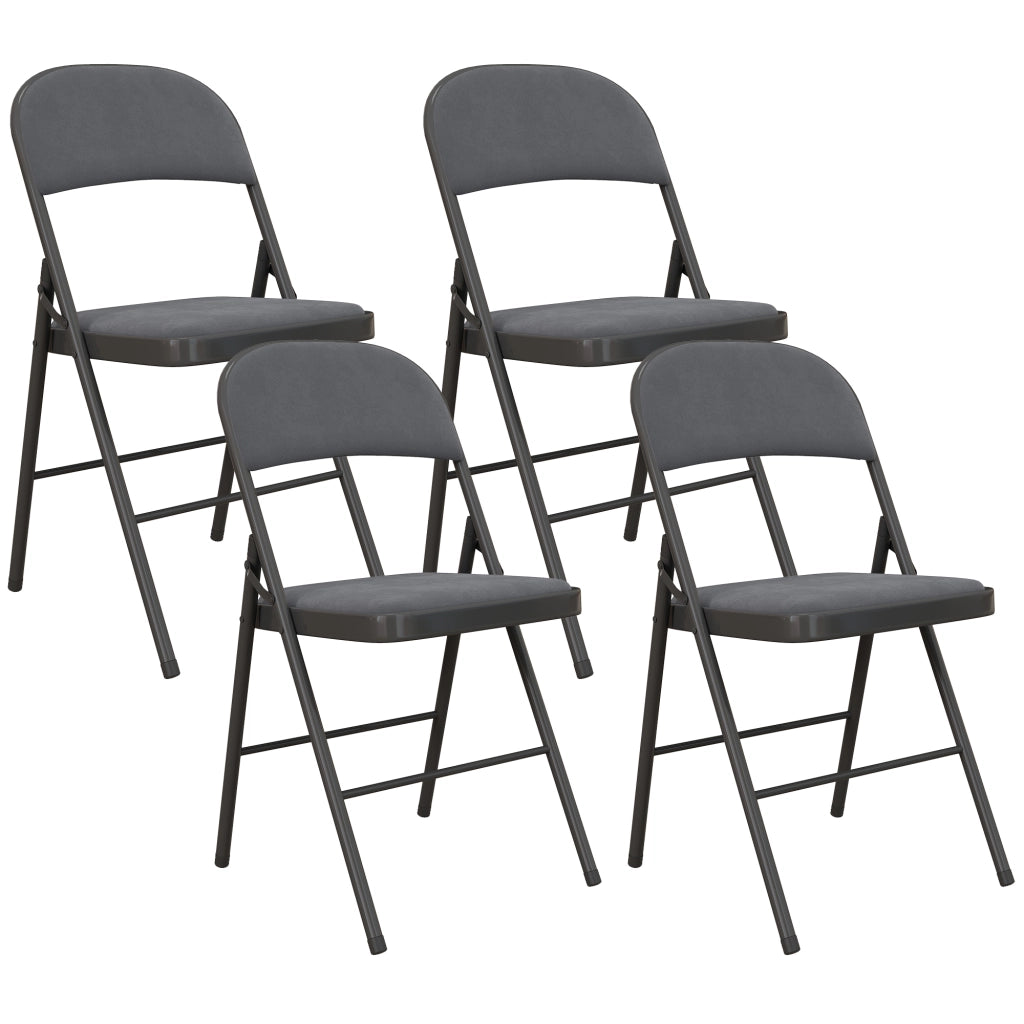 Sedia Pieghevole Imbottita in Velluto ¨C Zephmum ¨C Grigio Scuro
