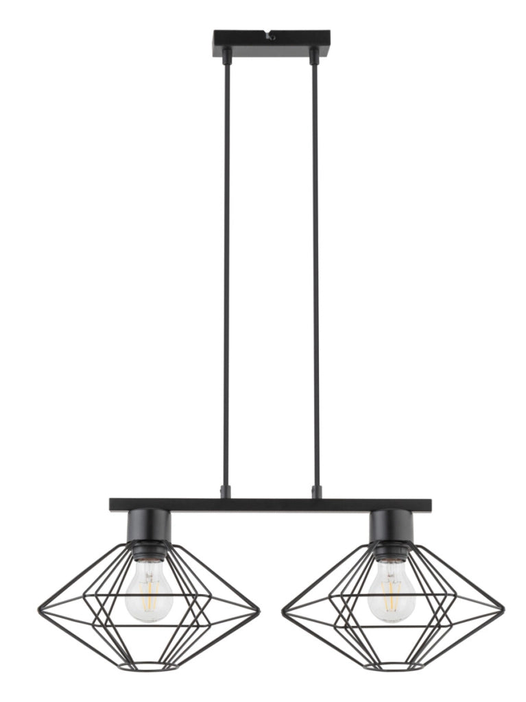 Lampada a sospensione nera industriale Vario 2xE27