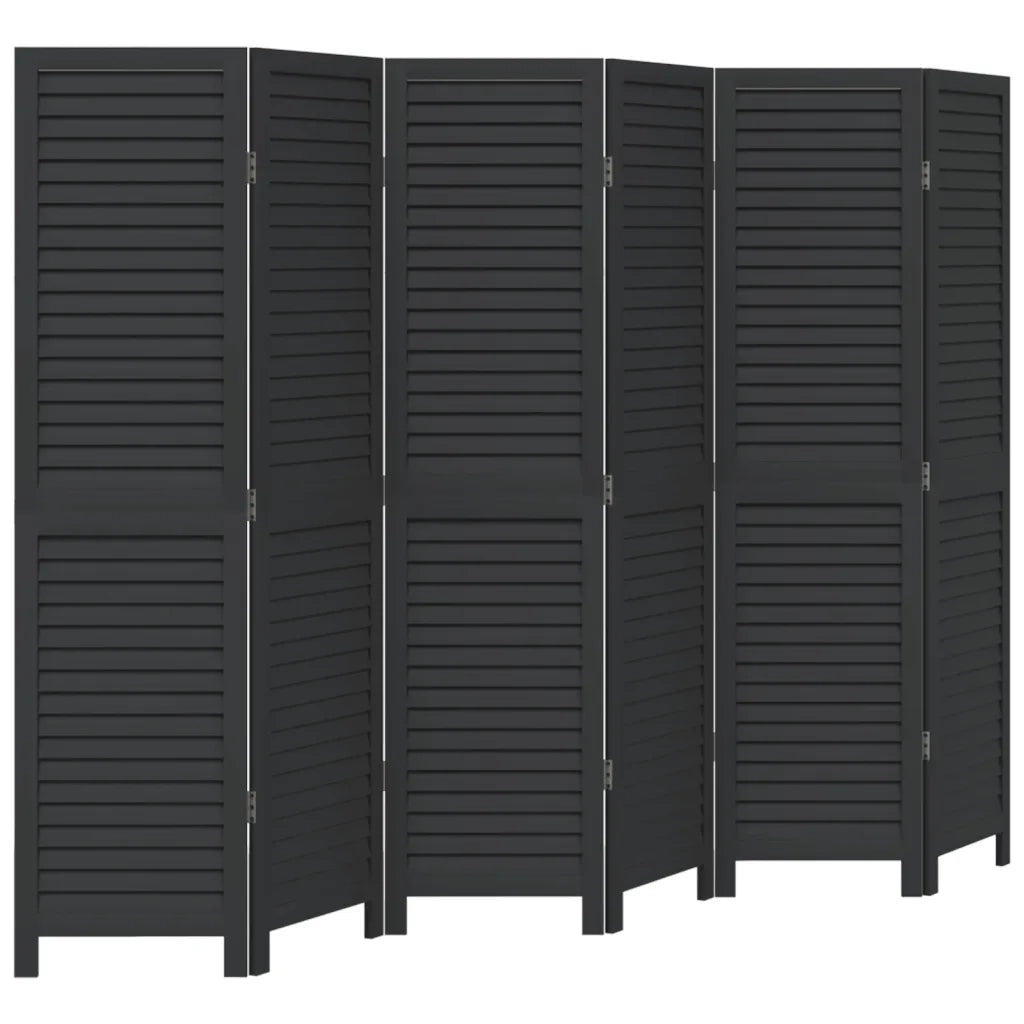 Divisorio Ambienti | Divider per stanze | Paravento 6 Pannelli Nero Legno Massello di Paulownia