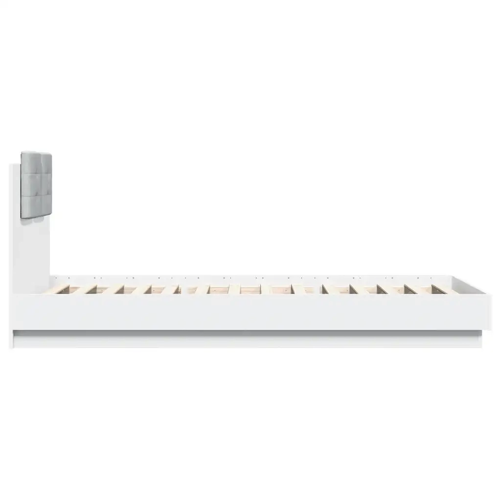 Giroletto con Testiera-Struttura Letto con testiera Bianco 90x200 cm in Legno Multistrato 955916