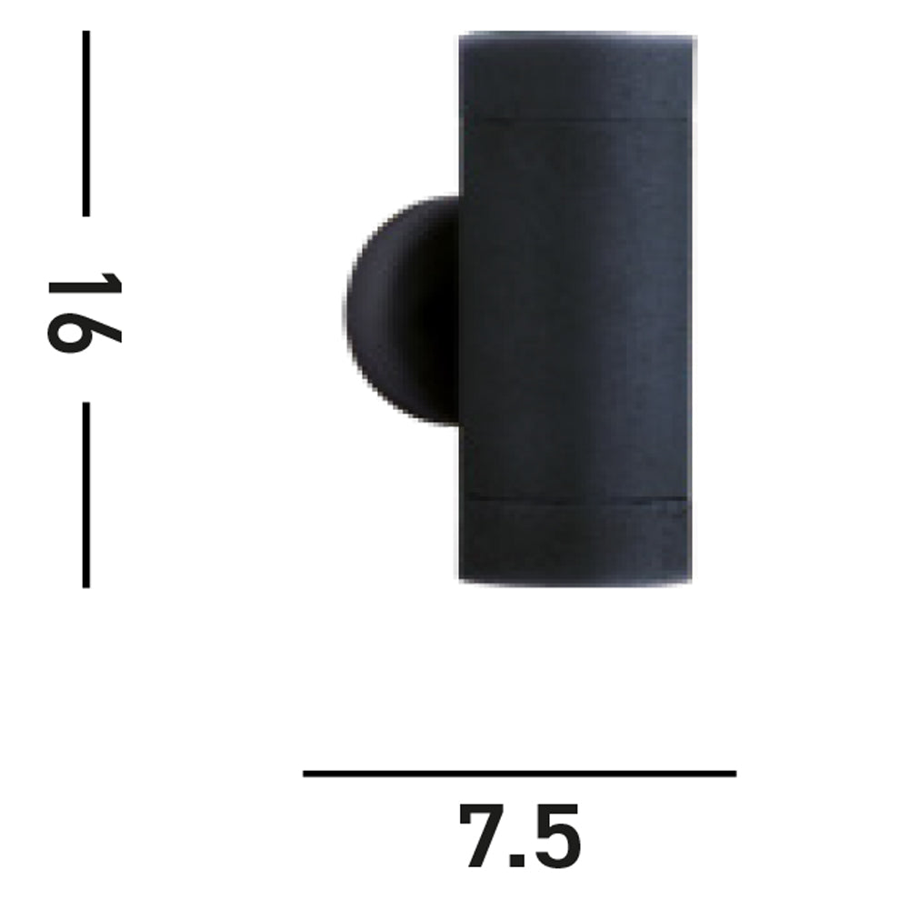 Applique Moderna Metro Alluminio Nero Vetro 2 Luci Gu10