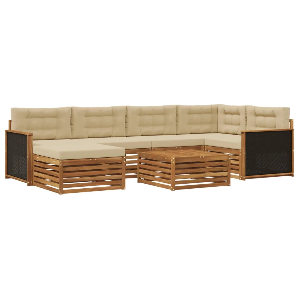 Set di divani da esterno 7 pz Naturale e Beige 3383586