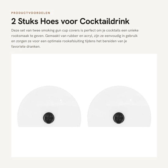 Cocktail deksel 2 pezzi - Rookinfuser hoes - Materiale gomma/acrilico - Diametro 12 cm - Adatto per bevande - Peso 82 g - Cocktail hoes