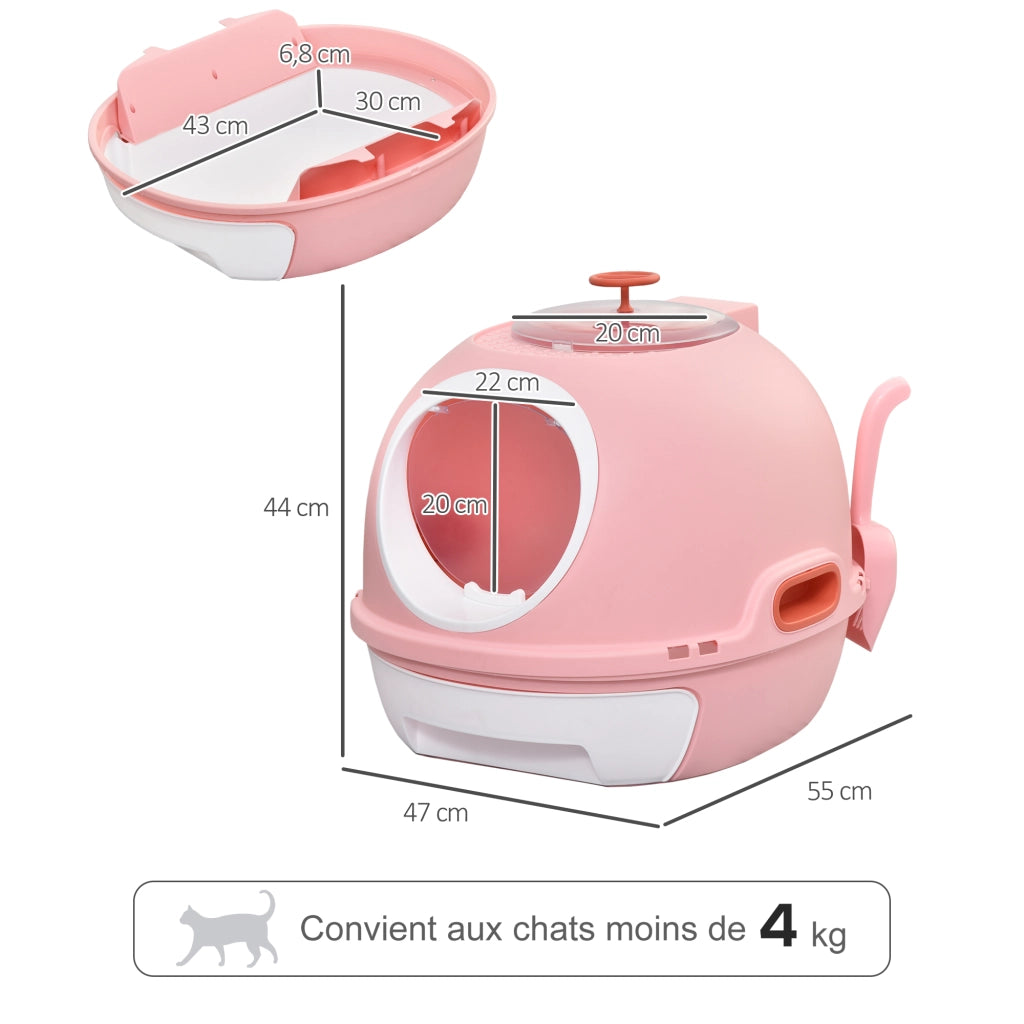 Casetta igienica per gatti con cassetto scorrevole ¨C zephmum ¨C rosa 47x55x44 cm