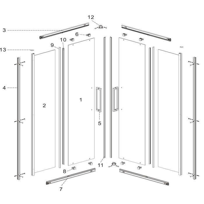 Ogomondo box doccia angolare corner black nero cristallo 6mm 80x140xh195 cm