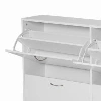 Scarpiera Salvaspazio in Legno per Camera e Ingresso, Capacità 24 Scarpe, 120x24x81cm Bianco