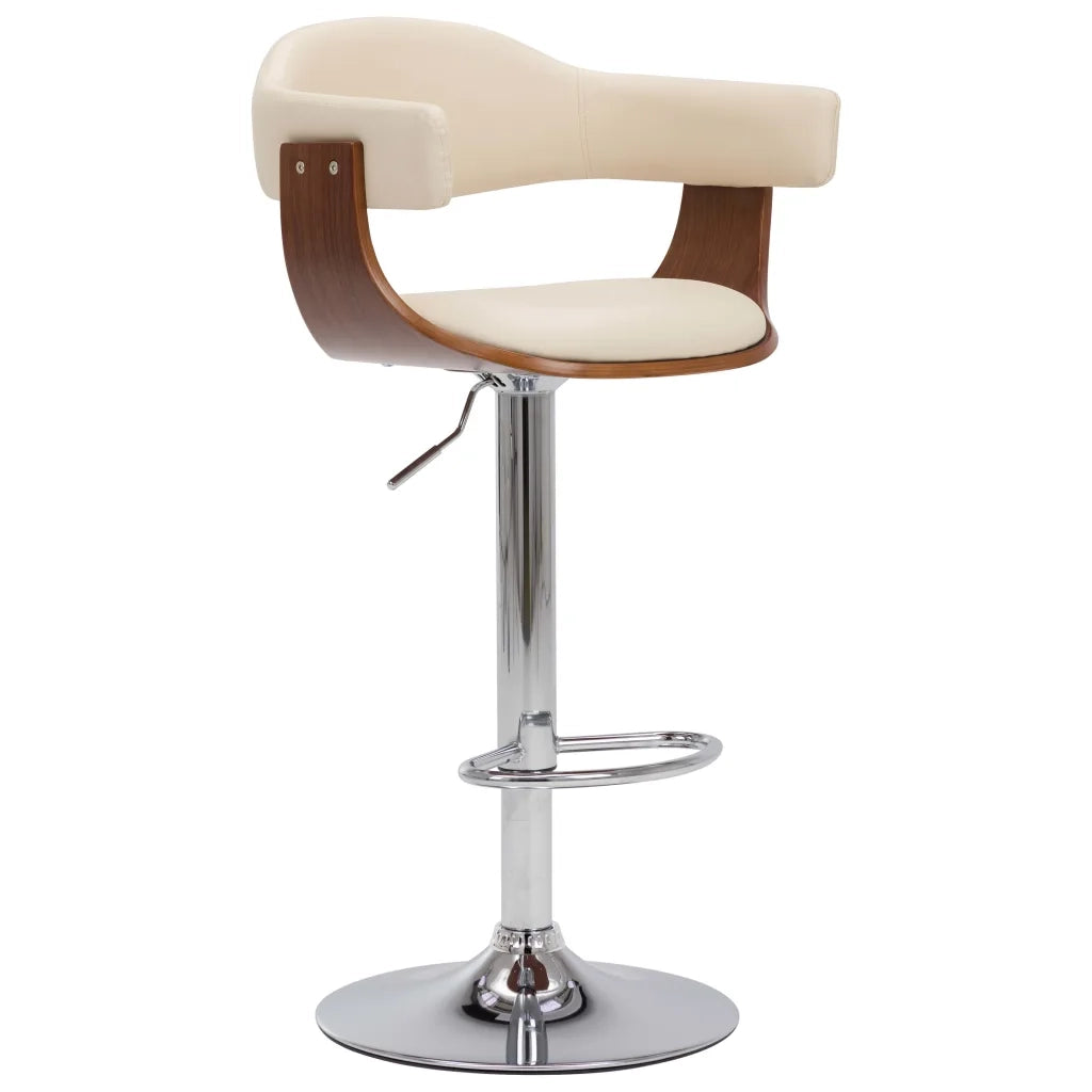 Sgabelli da Bar 2 pz Crema in Legno Piegato e Similpelle cod mxl 62146