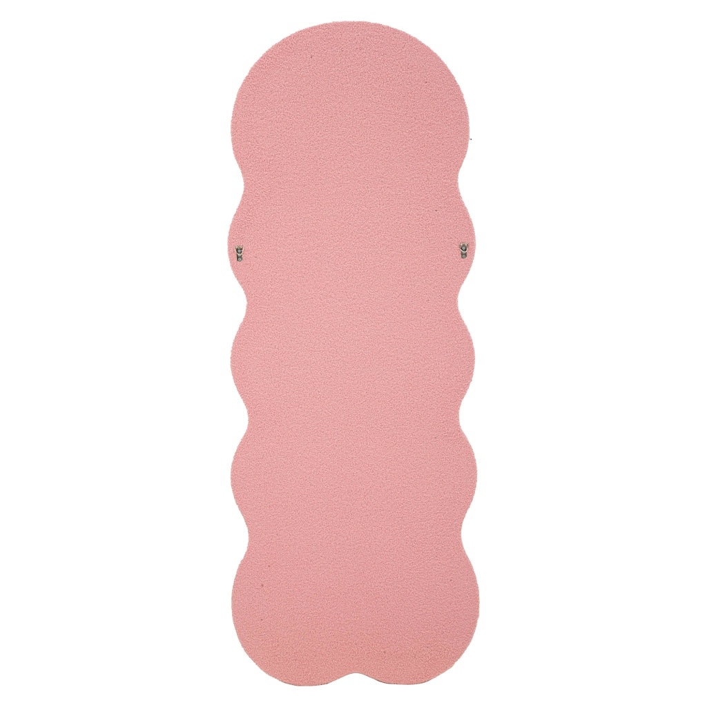 Marylin, Specchio Cornice Ondulata Tessuto Teddy, 60x160h cm Rosa