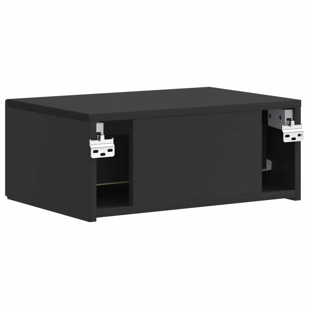 Comodino | Armadio da Notte | Mobiletto da notte a muro con cassetto Nero 49 x 34,5 x 20 cm