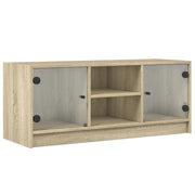 Mobile TV | Armadietto TV | Mobile Porta TV con Ante in Vetro Rovere Sonoma 102x37x42 cm