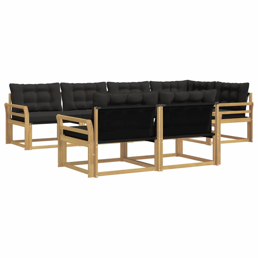 Set di divani da esterno con cuscino 7 pcs Bianco e Nero
