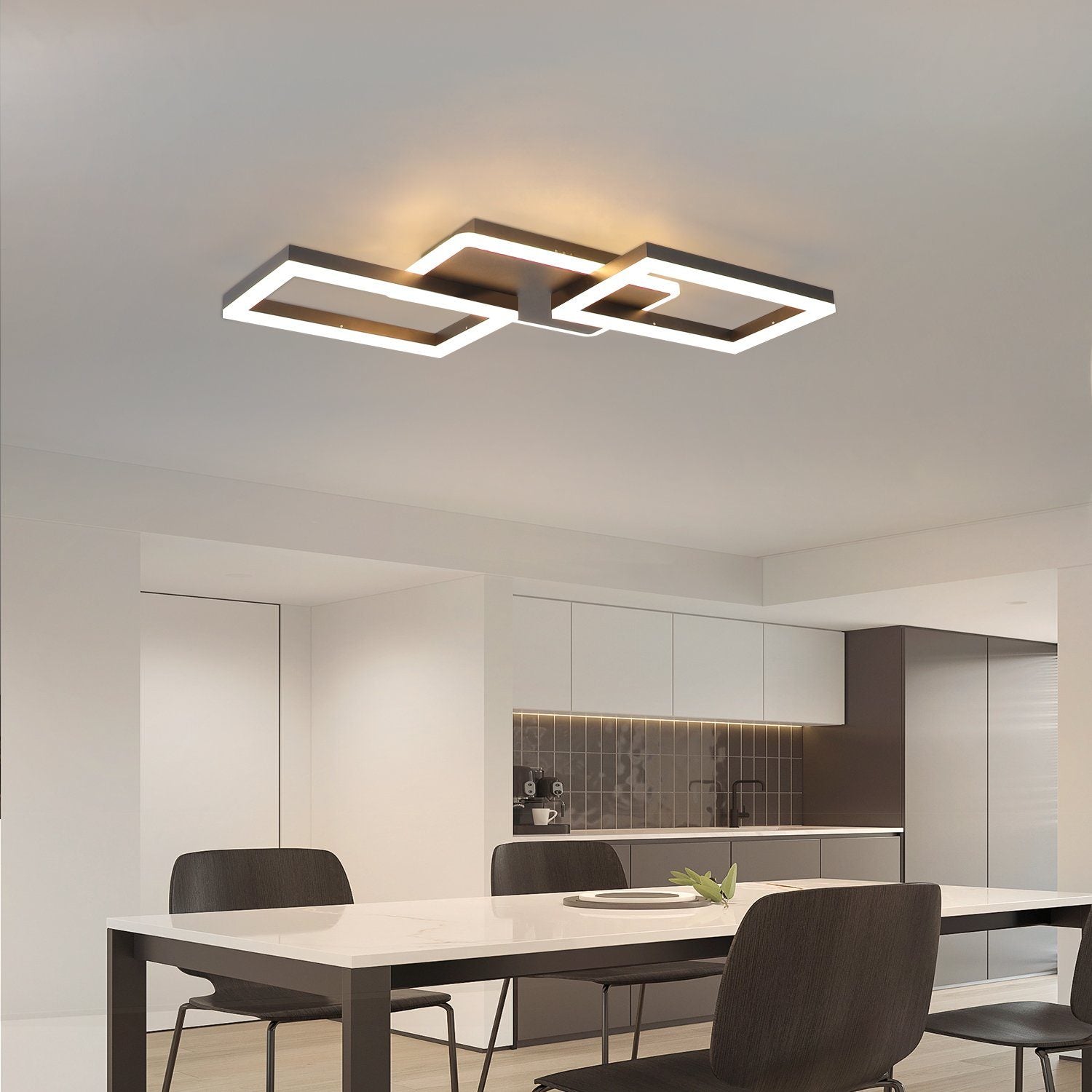 ZMH Lampada da soffitto plafoniera LED 48W nera dimmerabile telecomando design moderno per corridoio ufficio living