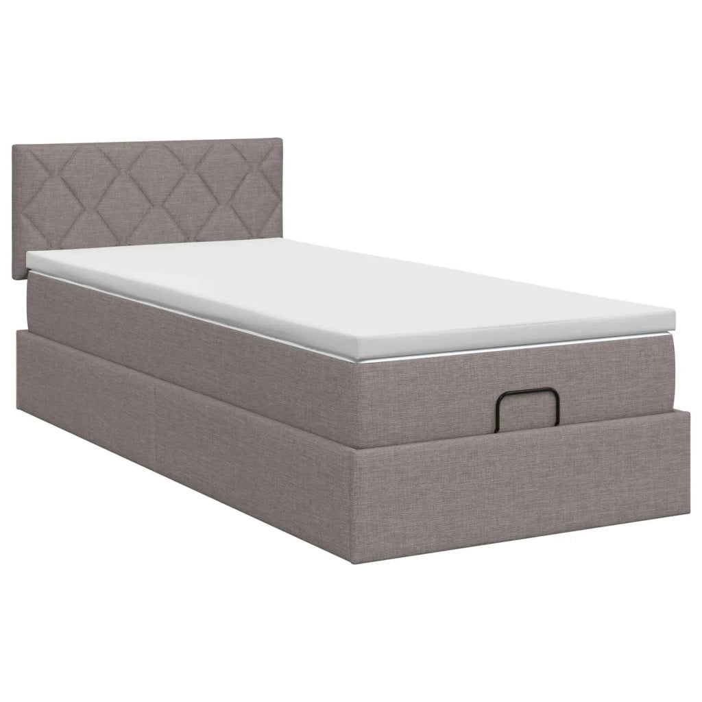 Letto ottomano con materasso Tortora 90 x 190 cm Tessuto 3456375