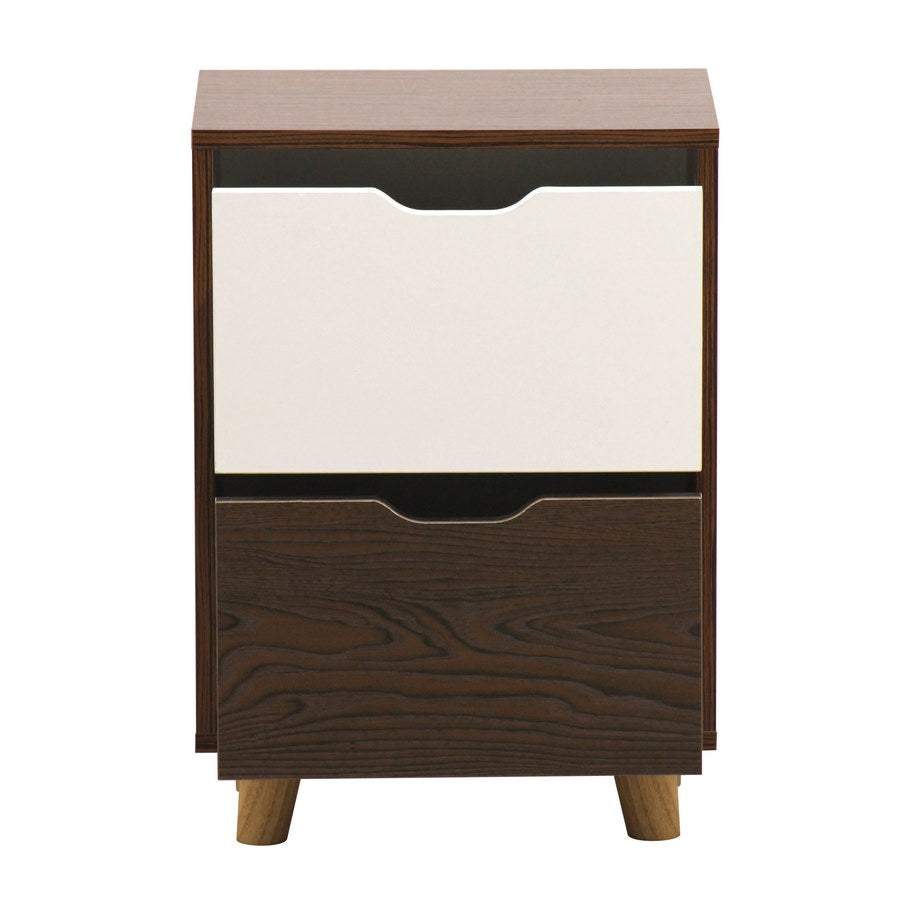 Comodino 2 Cassetti 39x30x55 cm  in Legno Effetto Zebrano