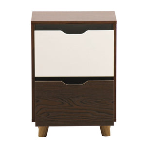 Comodino 2 Cassetti 39x30x55 cm  in Legno Effetto Zebrano