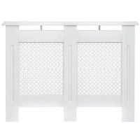 Copritermosifone Moderno a Griglia in MDF per Casa e Ufficio, 111.5x82x19 cm, Bianco