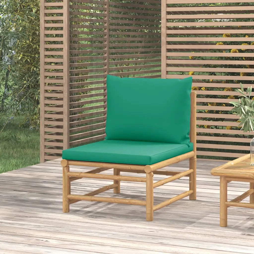 Divano Centrale da Giardino con Cuscini Verdi in BambÃ¹cod mxl 118816