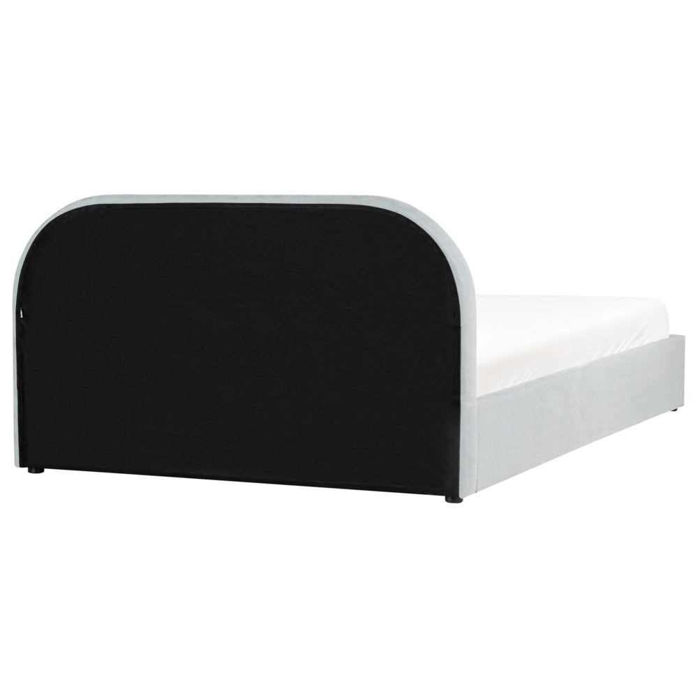 Letto matrimoniale EU Azzurro Tessuto  di ciniglia 160 x 200 cm Struttura imbottita con contenitore