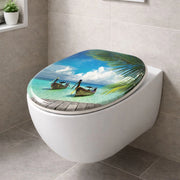 Sedile wc copri vater universale frizionato fantasia in mdf chiusura rallentata *** fantasia hawaii, confezione 1