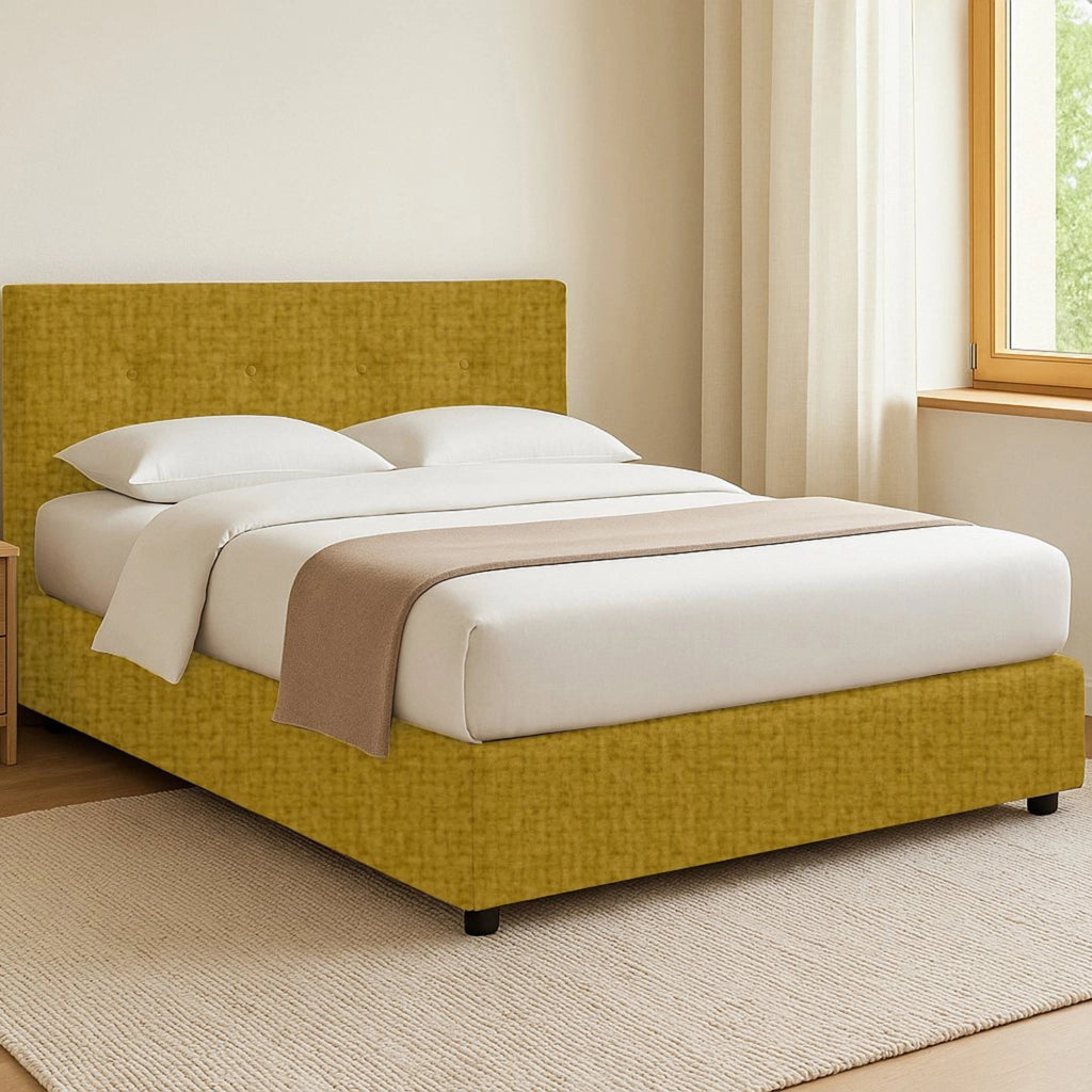 Ripon, Letto Singolo Sfoderabile Made in Italy, Giallo Ocra