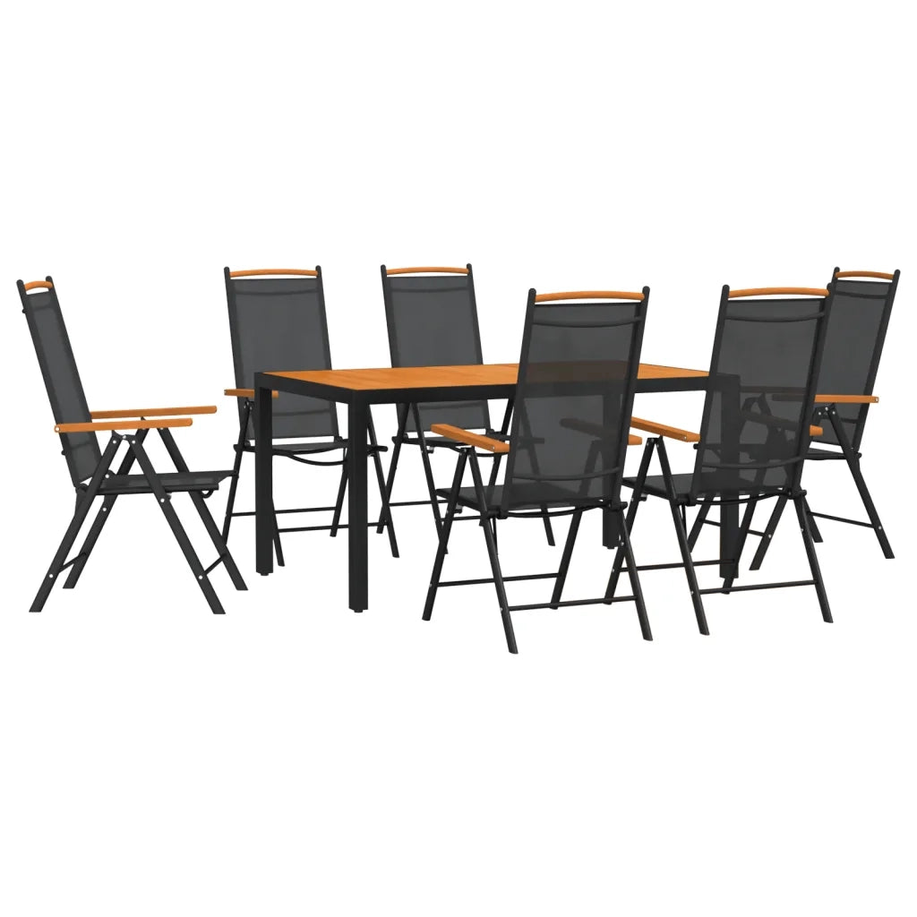 Set da Pranzo da Giardino 7 pz Nero e Marrone in Alluminio 3200602